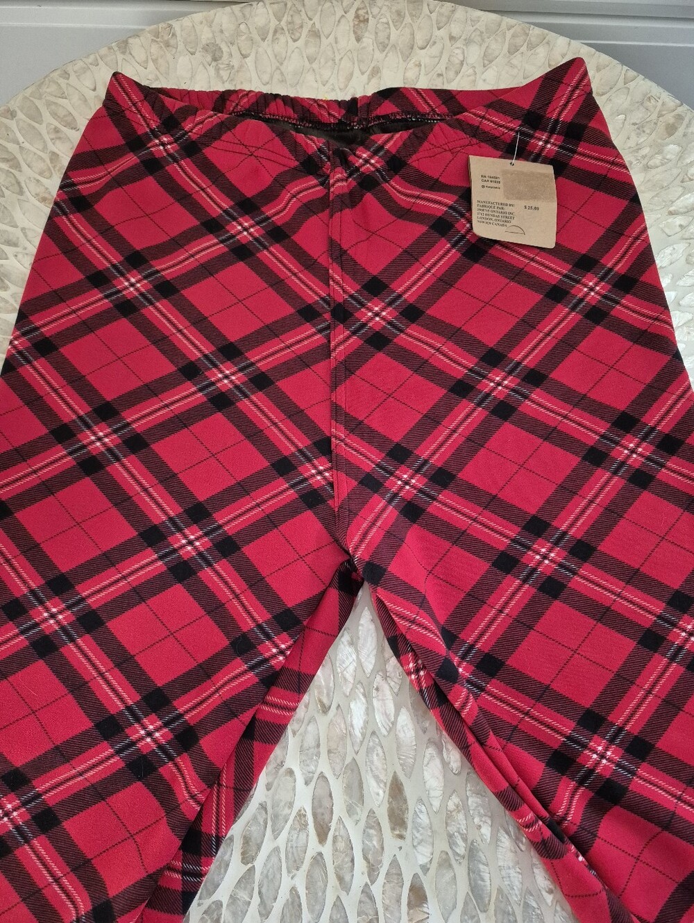 New Red Plaid Leggings Just Cozy XL - Picture 2 of 4